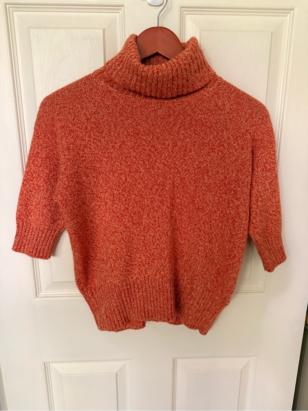 Loro Piana Orange Marled Short-Sleeve Turtleneck cashmere Sweater
